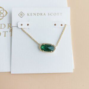 Kendra Scott Elisa Collection. Gold Green Cat's Eye Necklace